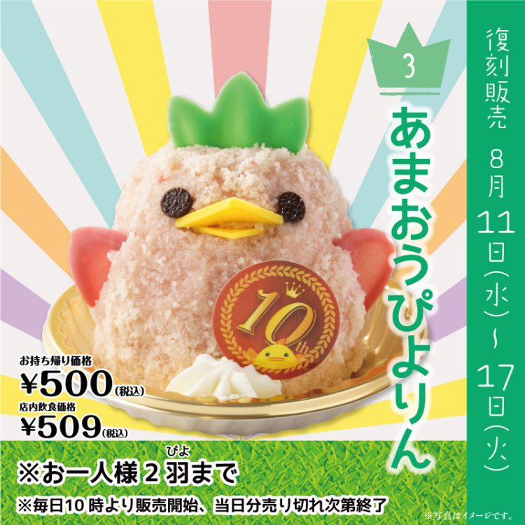 【人気投票　第３位 あまおうぴよりん発売！】